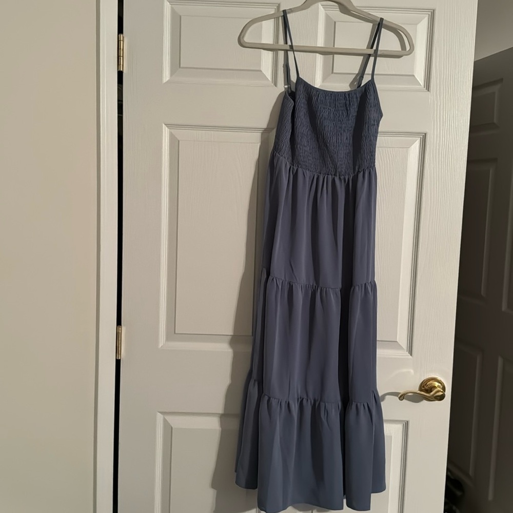 Blue maxi summer dress - thin strap
